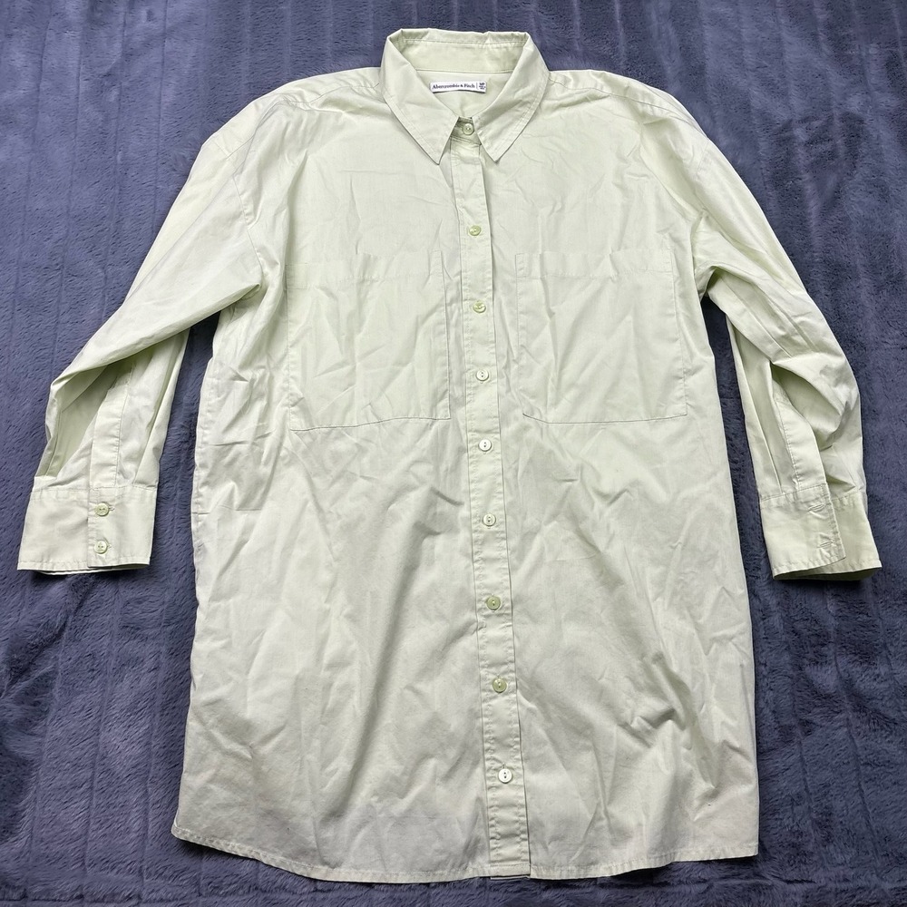 Abercrombie & Fitch Women MP Sage Green Oversized Button Up Shirt Tunic 159D1930